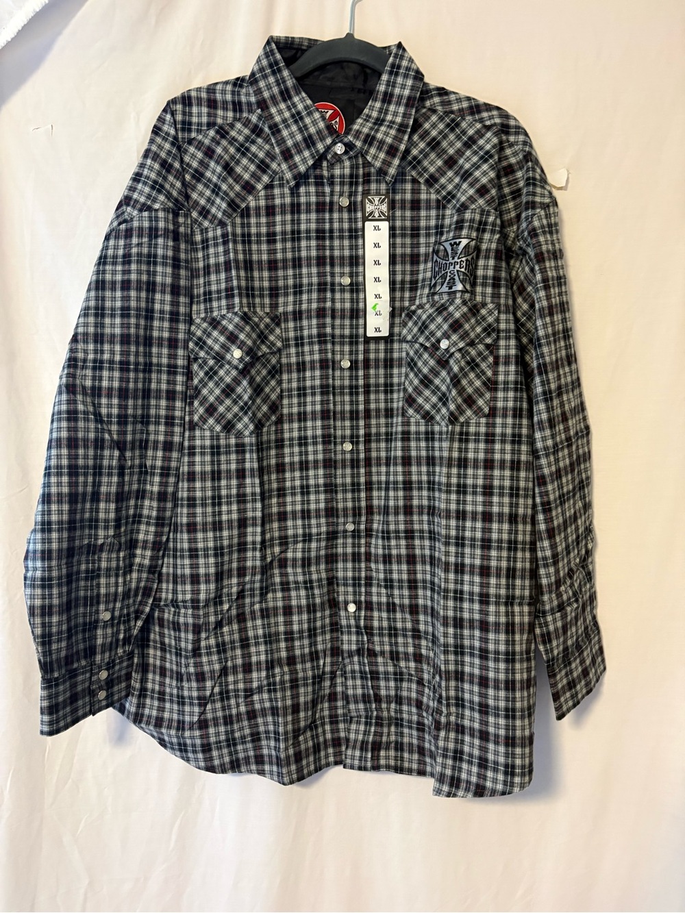 Men's Grey Plaid Button-Down Work Shirt